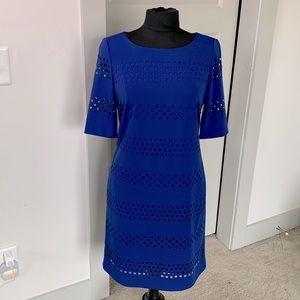 Tahari Royal Blue Eyelit Sheath dress size 8
